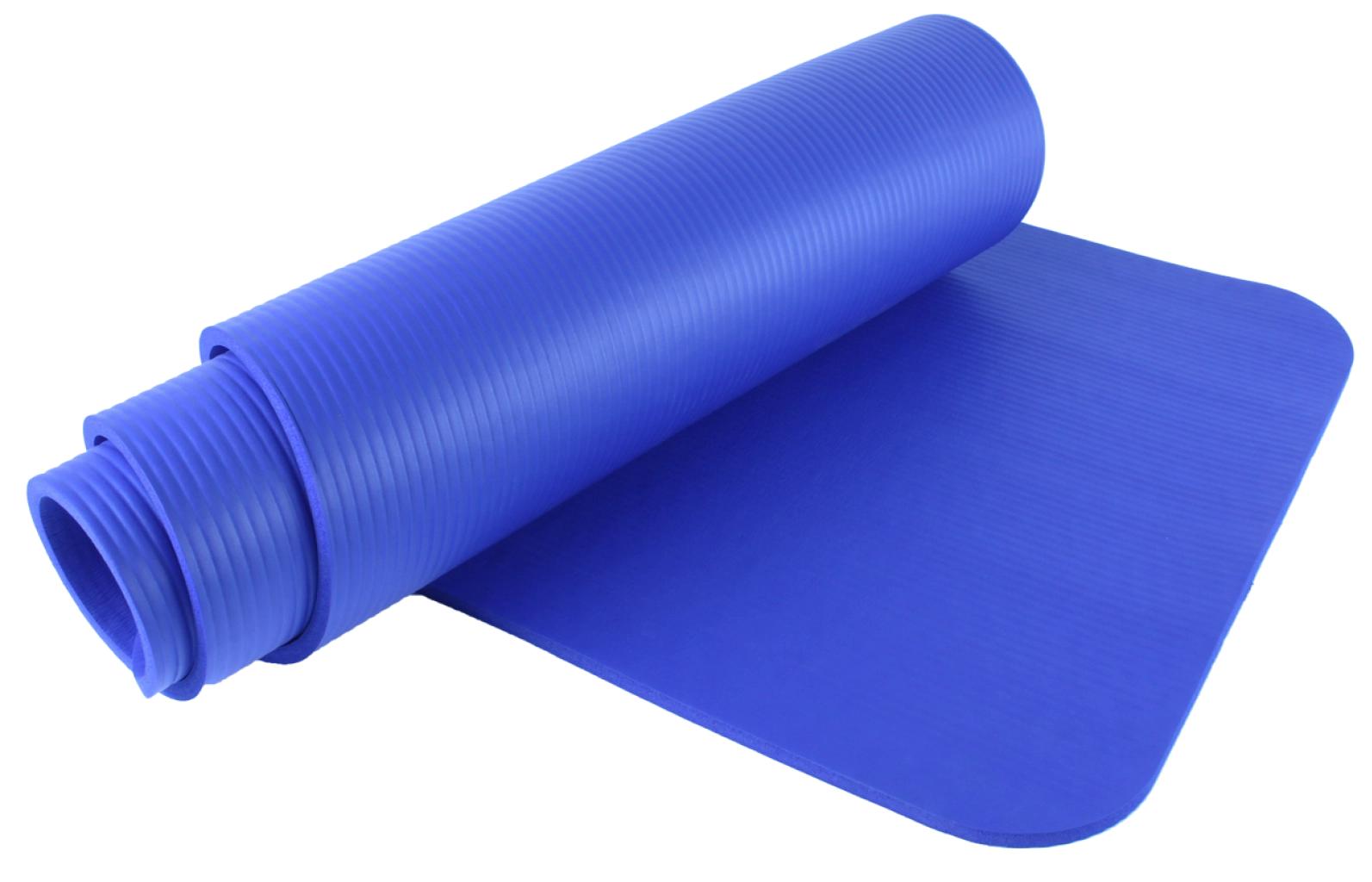 ProfiGymMat-NBR-Lotus-Design-blau-gerollt