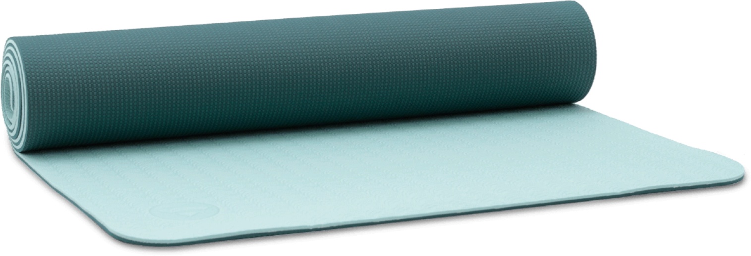 yogamatte-tpe-light-aufgerollt-petrol-grün